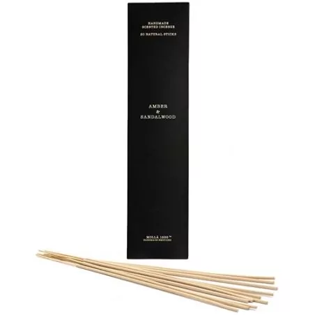 Vonné tyčinky černé Amber & Sandalwood Cereria Mollá - 20 ks