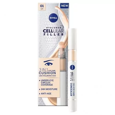Tónovací oční krém v houbičce 3v1 Hyaluron Cellular Filler (3 in 1 Eye Care Concealer) Nivea / Odstín: 02 Medium - 4 ml