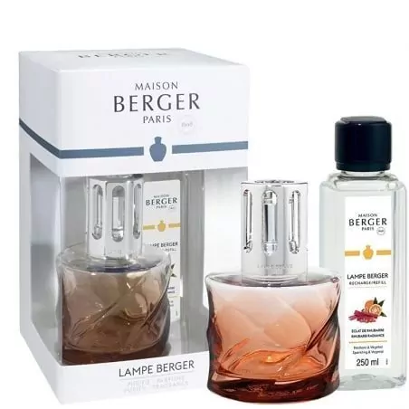 Dárková sada katalytická lampa Spirale jantarová + náplň Zářivá rebarbora Maison Berger Paris - 250 ml