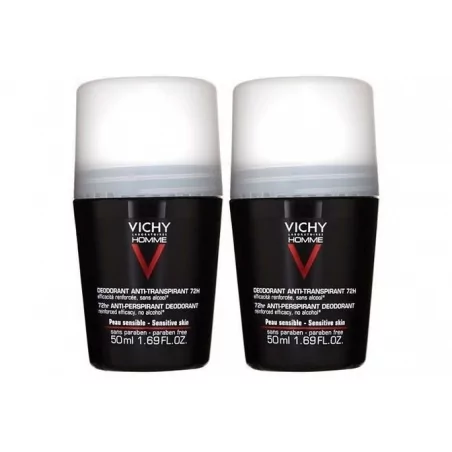 Sada kuličkových deodorantů pro citlivou pokožku Homme 72H (Deodorant Anti-Transpirant) Vichy - 2 x 50 ml