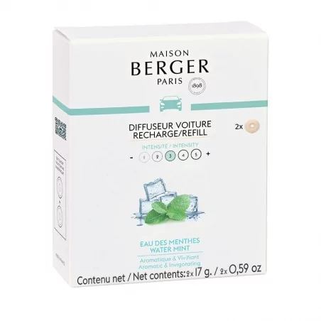 Náhradní náplň do difuzéru do auta Mátová voda Water Mint (Car Diffuser Recharge/Refill) Maison Berger Paris - 2 ks
