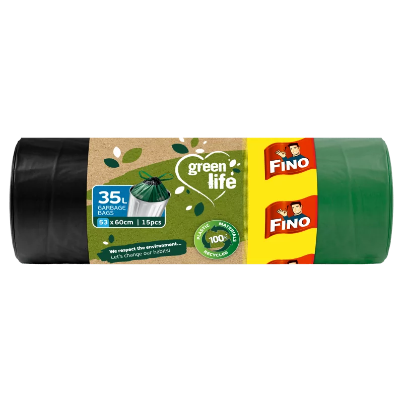 Pytle na odpadky zatahovací Green Life 35 litrů Fino - 15 ks Pytle na odpadky zatahovací Green Life 35 litrů Fino - 15 ks